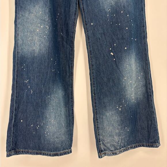 ANTHROPOLOGIE Pilcro The Annie Wide Leg Ultra High Rise Paint Splatter Jeans 27 - Picture 4 of 12